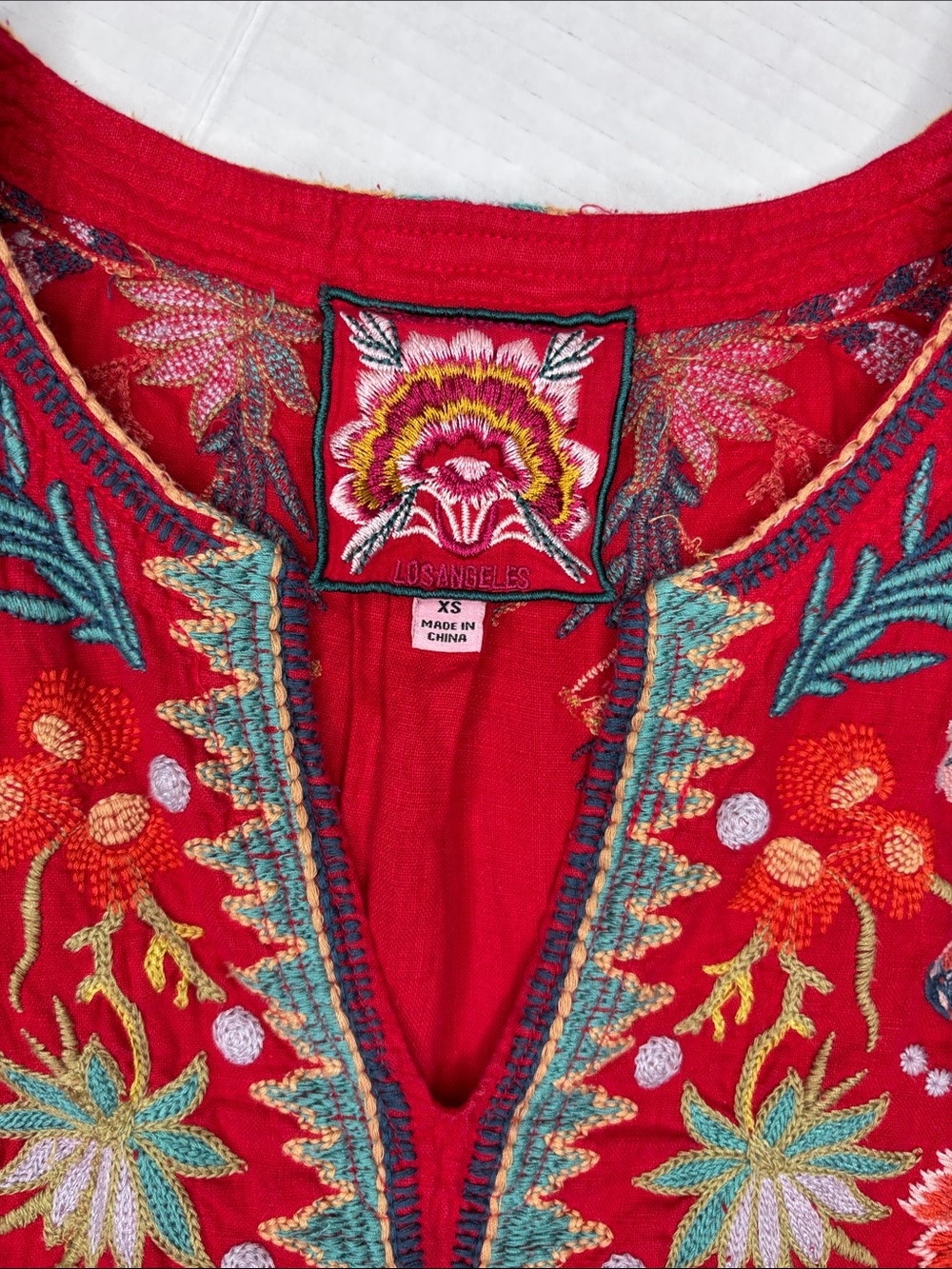 Johnny Was Ariel easy tunic linen dress, red, xs - Picture 2 of 10